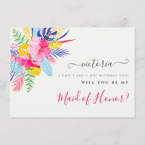 Navy Blue Pink Wild Rainforest Bridesmaid Cards