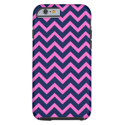 Navy-Blue &amp; Pink Zigzag Chevron Geometric Pattern Tough iPhone 6 Case
