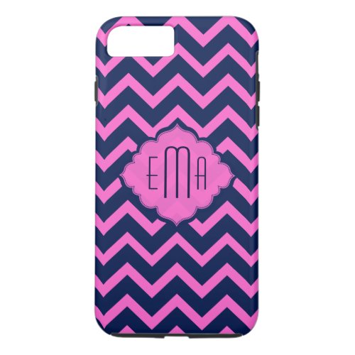 Navy_Blue  Pink Zigzag Chevron Geometric Pattern iPhone 8 Plus7 Plus Case