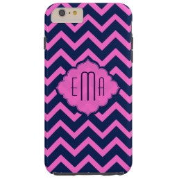 Navy-Blue &amp; Pink Zigzag Chevron Geometric Pattern Tough iPhone 6 Plus Case