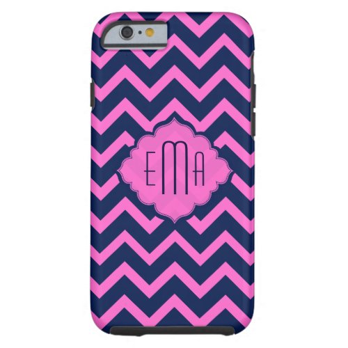 Navy_Blue  Pink Zigzag Chevron Geometric Pattern Tough iPhone 6 Case