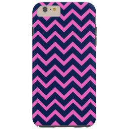 Navy-Blue &amp; Pink Zigzag Chevron Geometric Pattern Tough iPhone 6 Plus Case