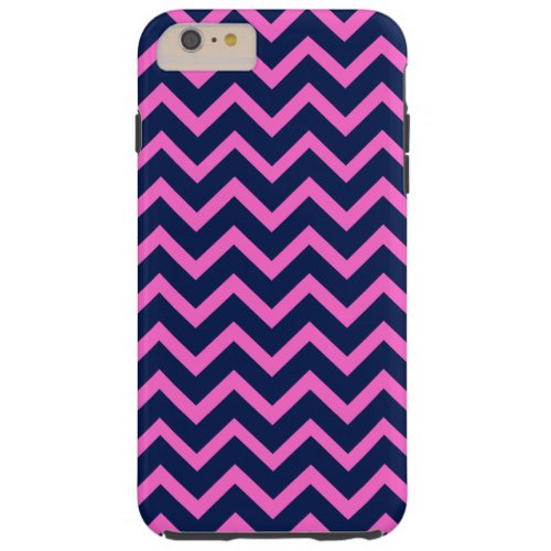Navy_Blue  Pink Zigzag Chevron Geometric Pattern Tough iPhone 6 Plus Case
