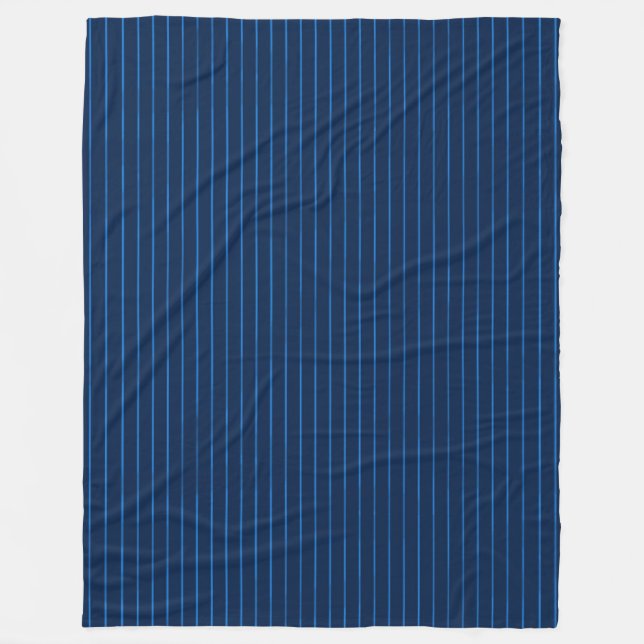 Navy blue pinstripes fleece blanket (Front)