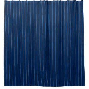 Navy blue pinstripes shower curtain