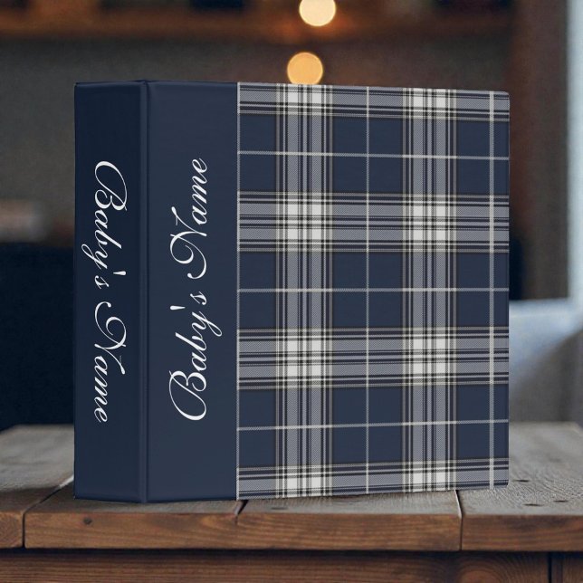 Navy Blue Plaid Baby Photos 3 Ring Binder (Creator Uploaded)