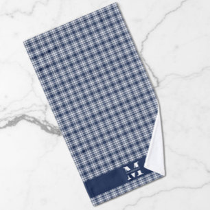 Navy Blue Plaid Bath Towel Set