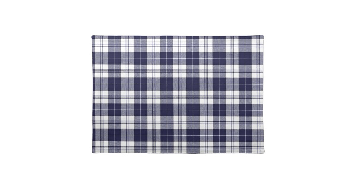 Navy Blue Plaid Cloth Placemat Zazzle