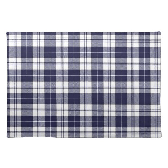 Navy Blue Plaid Cloth Placemat (Front)