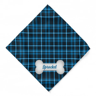 Navy Blue Plaid Dog Bone Christmas Pet Bandana