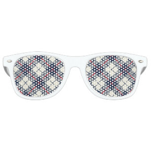 Navy Blue Plaid Pattern Retro Sunglasses