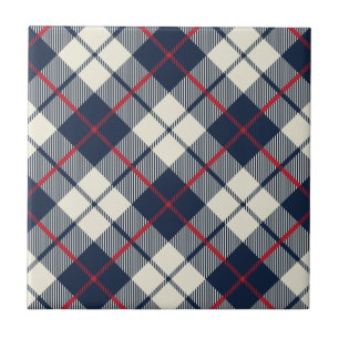 Navy Blue Plaid Pattern Tile