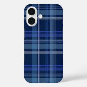 Navy Blue Plaid Tartan Cute Retro Aesthetic iPhone 16 Case