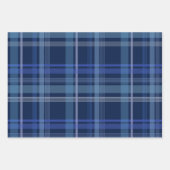Navy Blue Plaid Tartan Cute Retro Aesthetic  Wrapping Paper Sheets (Front 3)