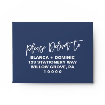 Navy Blue Please Deliver To Printed Address RSVP Envelope Navy Blue Please Deliver To Printed Address RSVP Envelope