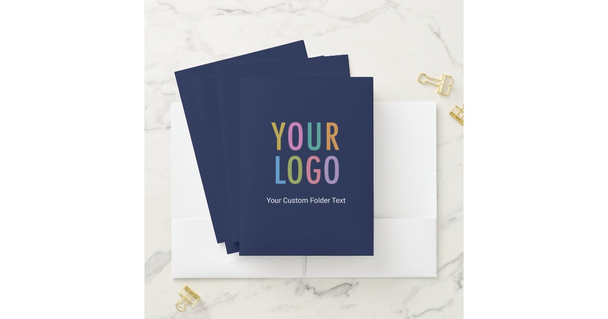 Navy Blue Pocket Presentation Folder Personalized Zazzle