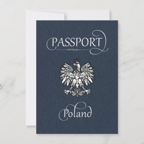 Navy Blue Poland Passport Save the Date Card