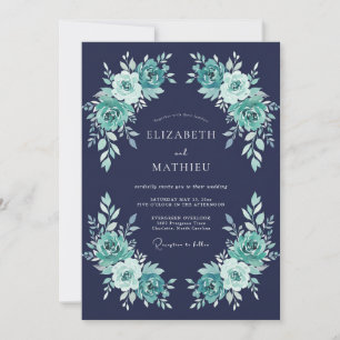 Navy Blue Polished Evening Wedding Invitation