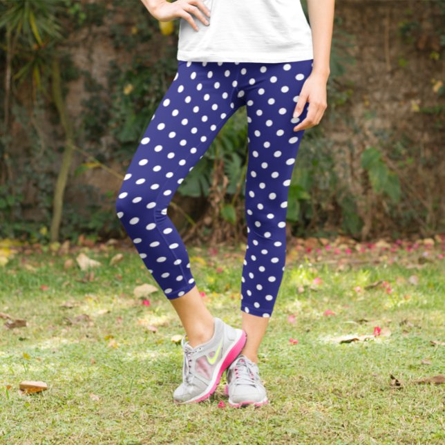 Navy Blue Polka Dot Capri Leggings (Creator Uploaded)