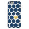 Navy Blue Polka Dot Gold Foil Heart iPhone