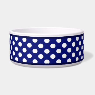 Navy Blue Polka Dot Large Dog Bowl