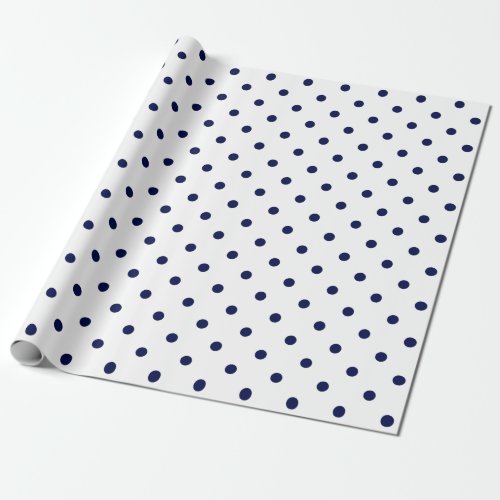 Navy Blue Polka Dot on White Large Space Wrapping Paper