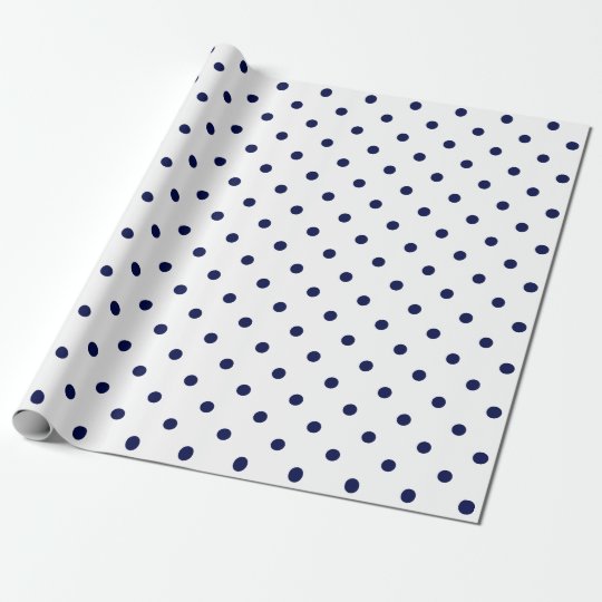 navy blue polka dots wrapping paper