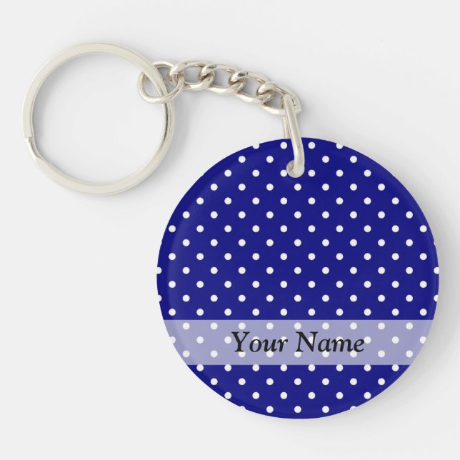 Navy blue polka dot pattern keychain (Front)
