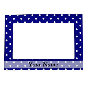 Navy blue polka dot pattern magnetic picture frame