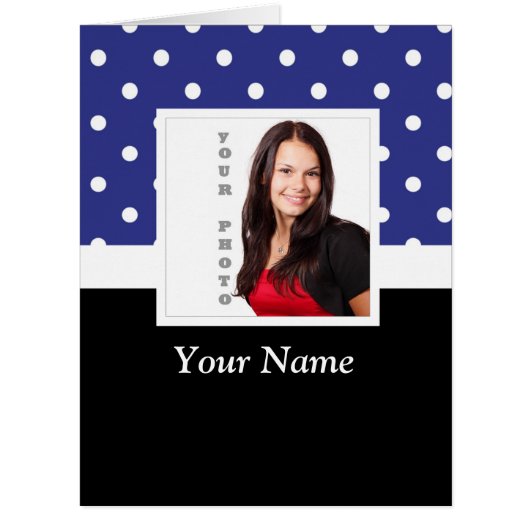 Navy blue polka dot photo template (Front)