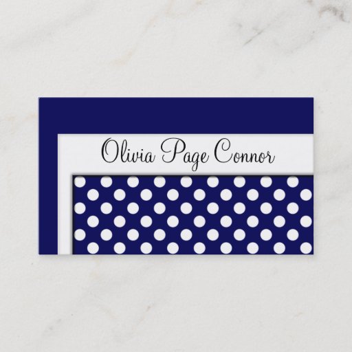 Customizable Navy Blue Polka Dot Professional Business Cards
