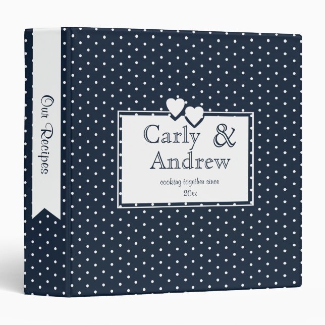 Navy Blue Polka Dot Recipe Binder (Front/Spine)