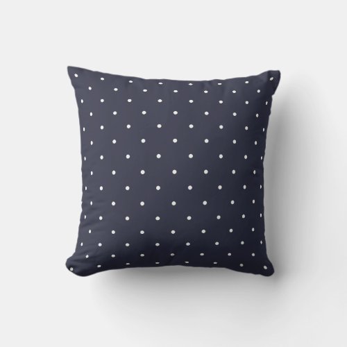 Navy Blue Polka Dot Throw Pillow