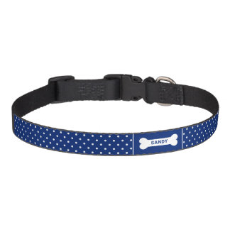 Navy Blue Polka Dots Dark Blue And White Spots Pet Collar