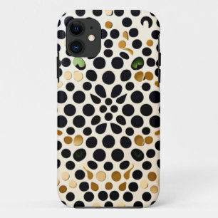 Navy Blue Polka Dots: Gold and Emerald Accents iPhone 11 Case