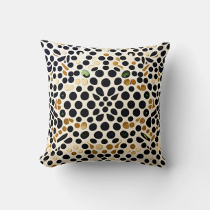 Navy Blue Polka Dots: Gold and Emerald Accents Throw Pillow