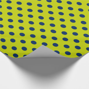 Navy Blue Polka Dots on Lime Green Wrapping Paper