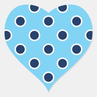 Navy Blue Polka Dots on Sky Blue Stickers