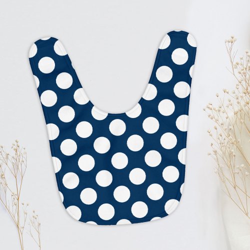 Navy Blue Polka Dots Polka Dot Pattern Dots Baby Bib