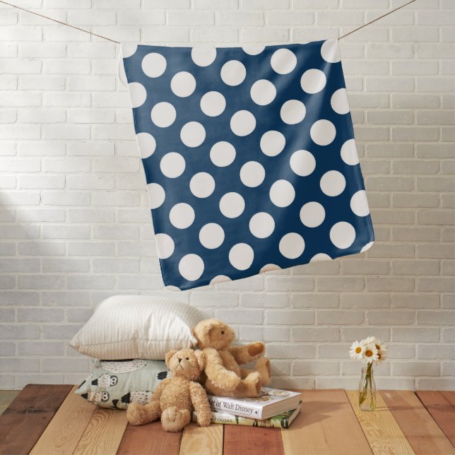 Navy Blue Polka Dots, Polka Dot Pattern, Dots Baby Blanket (In Situ)