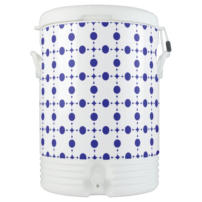 Navy Blue Polka Dots, Polka Dot Pattern, Dots Beverage Cooler (Front)