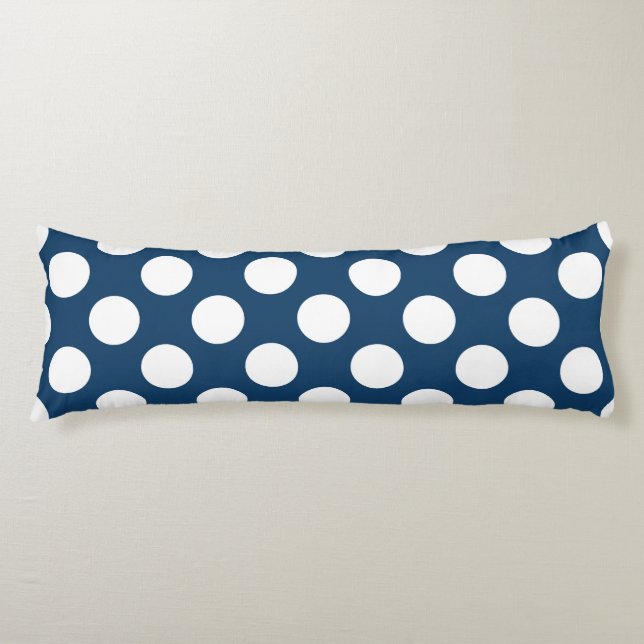 Navy Blue Polka Dots, Polka Dot Pattern, Dots Body Pillow (Front)