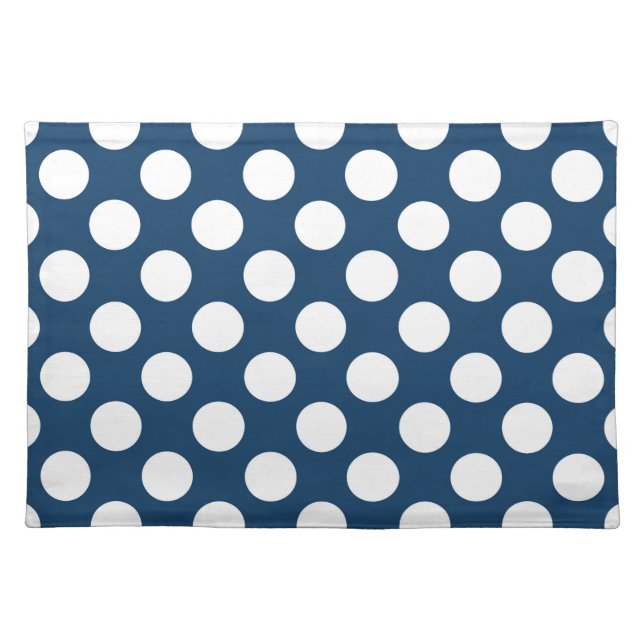 Navy Blue Polka Dots, Polka Dot Pattern, Dots Cloth Placemat (Front)
