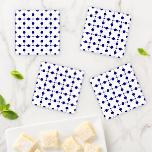 Navy Blue Polka Dots, Polka Dot Pattern, Dots Coaster Set