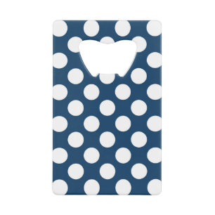 Navy Blue Polka Dots, Polka Dot Pattern, Dots Credit Card Bottle Opener