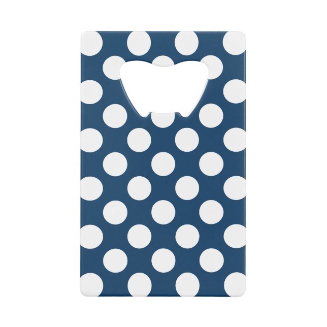 Navy Blue Polka Dots, Polka Dot Pattern, Dots Credit Card Bottle Opener (Front)