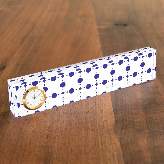 Navy Blue Polka Dots, Polka Dot Pattern, Dots Desk Name Plate (Side)