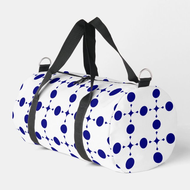 Navy Blue Polka Dots, Polka Dot Pattern, Dots Duffle Bag (Left Corner)