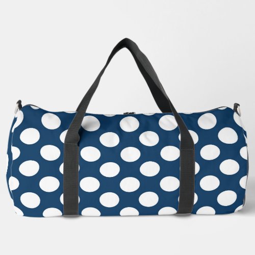 Navy Blue Polka Dots Polka Dot Pattern Dots Duffle Bag