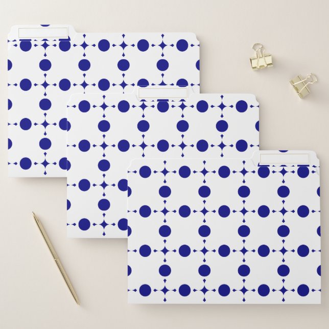 Navy Blue Polka Dots, Polka Dot Pattern, Dots File Folder (Set)